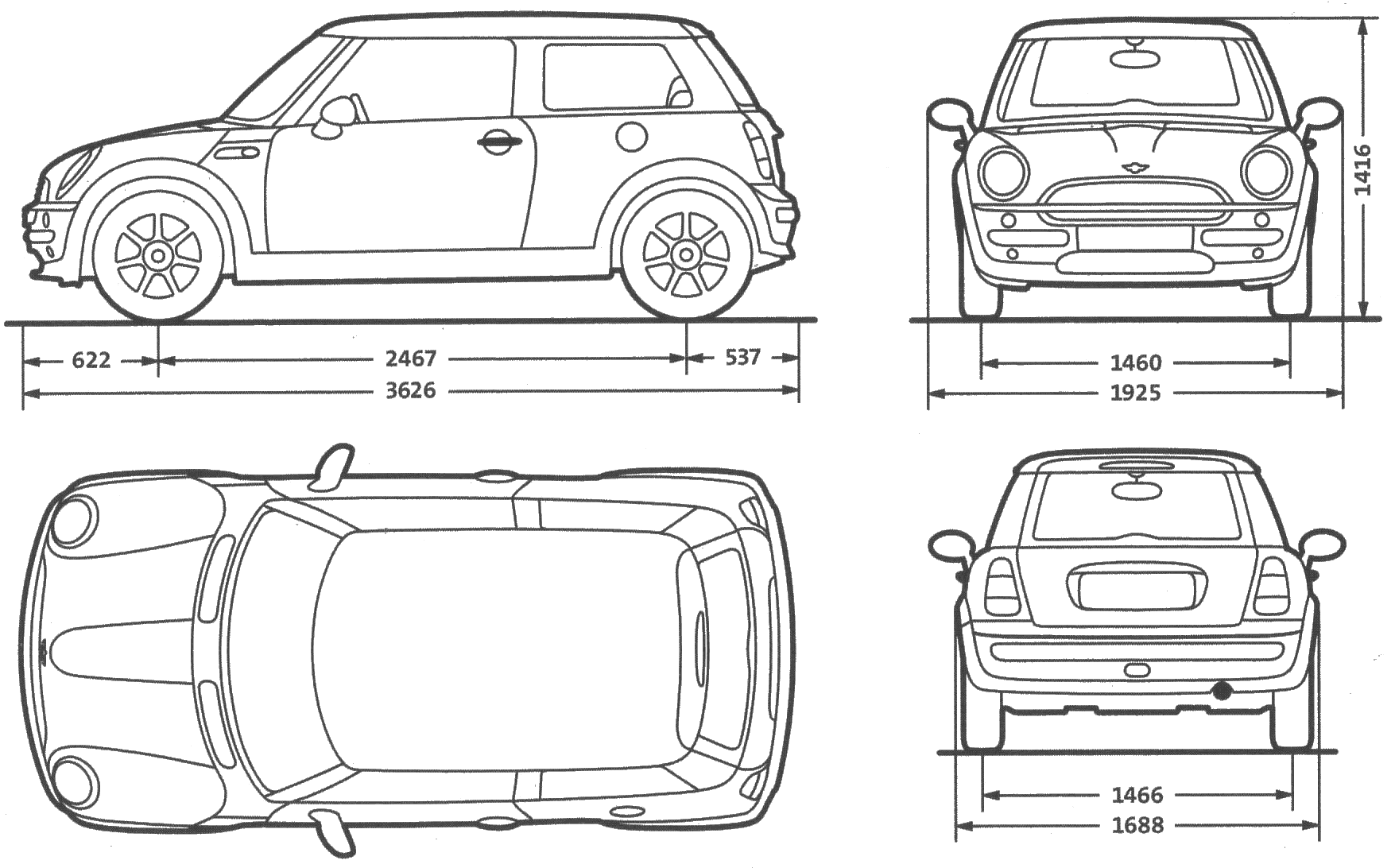  Mini Cooper on An Outline Of A 1st Gen Cooper Or Cooper S   North American Motoring